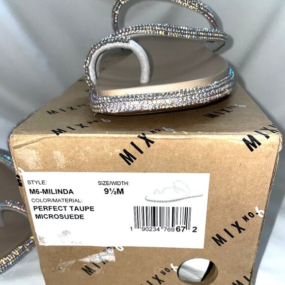 New In Box Size 9.5 MIX No. 6 Milinda Strappy Rhinestone Flat Sandal - Picture 7 of 7